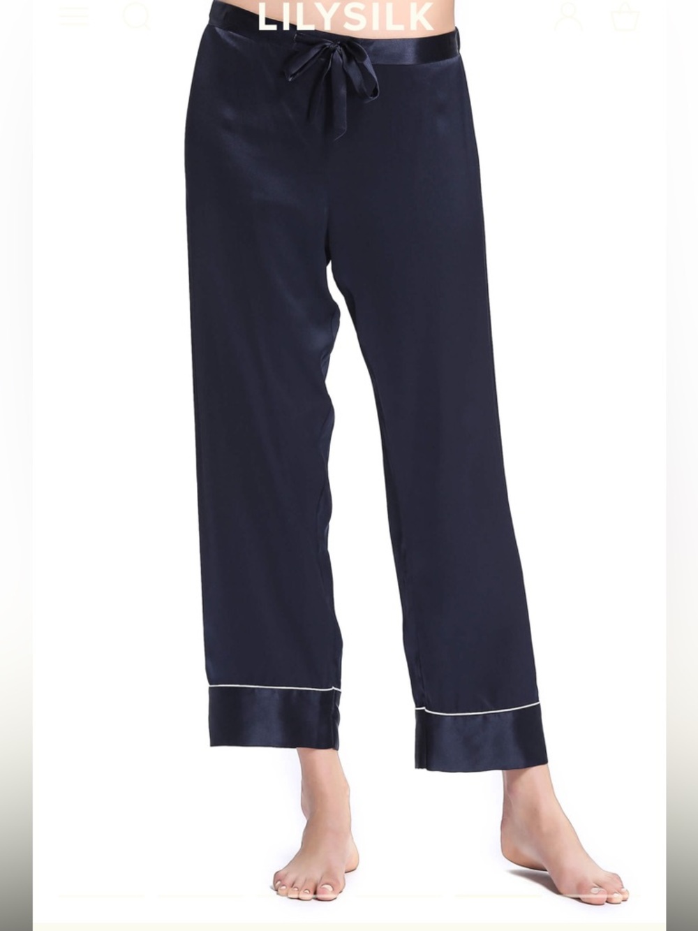 LILYSILK Navy 100% Pure 22 MM MulBerry Pajama Silk Pants Size S